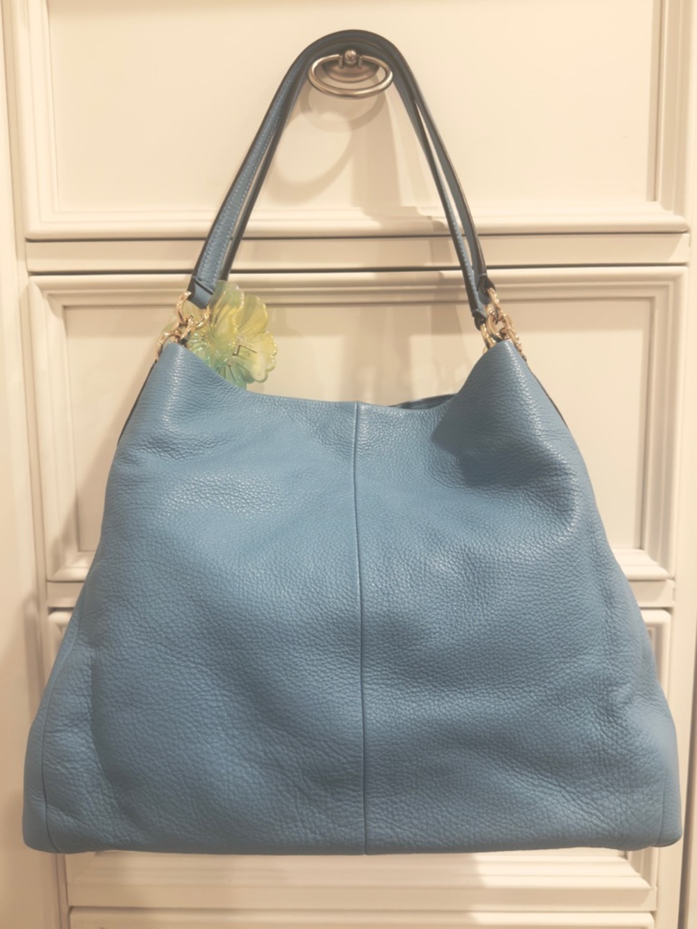 🩵🌼 Coach Madison Phoebe Cornflower Blue Pebbled Leather Shoulder Bag - EUC! - Picture 2 of 16